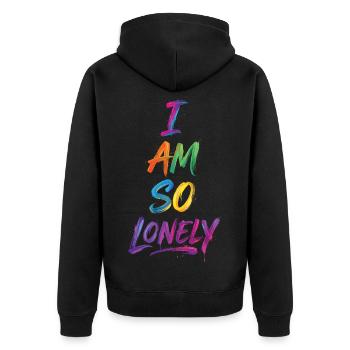 I Am So Lonely Say Colorful Text Painting Print - Unisex Premium Organic Zip Hoodie - black - Back - Nico (187cm)