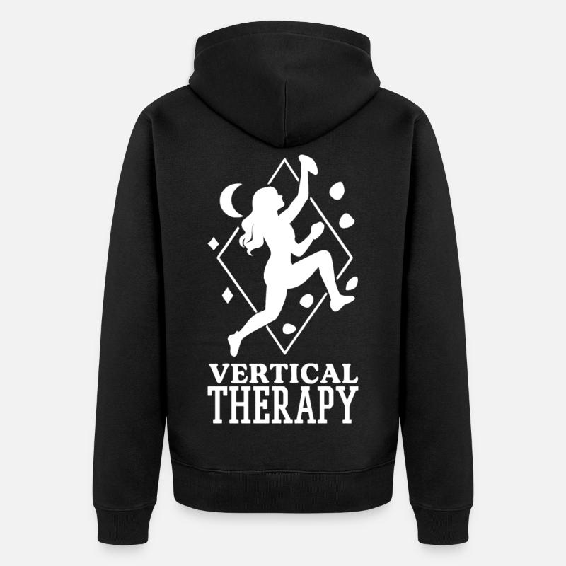 Vertical Therapy: Bouldern & Klettern Boho Design - Unisex Premium Bio Zip Hoodie - Schwarz