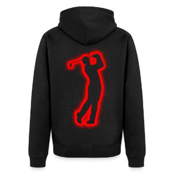 Golfer Golfspieler Golfen Jungen Herren Golf - Unisex Premium Bio Zip Hoodie - Schwarz - Hinten - Nico (187cm)