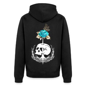 Gothic Wicca Goth Okkult Skullmystic Blumen - Unisex Premium Bio Zip Hoodie - Schwarz - Hinten - Nico (187cm)