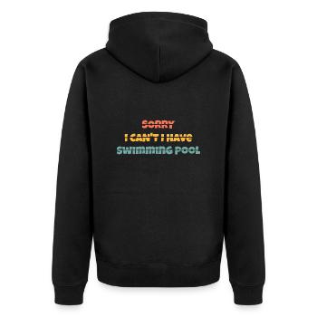 T shirt Sorry I can't i have swimming pool - Veste à capuche bio Premium Unisexe - noir - Dos - Nico (187cm)