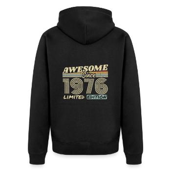 Vintage 1976 Rétro - Cadeau D’anniversaire 1976 - Veste à capuche bio Premium Unisexe - noir - Dos - Nico (187cm)