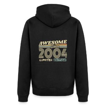 Vintage 2004 Retro - 2004 Birthday Gift - Unisex Premium Organic Zip Hoodie - black - Back - Nico (187cm)