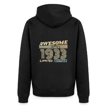 Vintage 1933 Retro - 1933 Geburtstagsgeschenk - Unisex Premium Bio Zip Hoodie - Schwarz - Hinten - Nico (187cm)