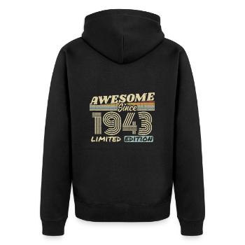 Vintage 1943 Rétro - Cadeau D’anniversaire 1943 - Veste à capuche bio Premium Unisexe - noir - Dos - Nico (187cm)