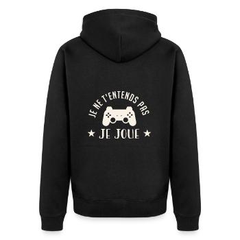 Je Ne T'Entends Pas Je Joue - Gamer - Veste à capuche bio Premium Unisexe - noir - Dos - Nico (187cm)