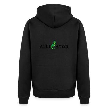 Lustiger Alligator - Unisex Premium Bio Zip Hoodie - Schwarz - Hinten - Nico (187cm)