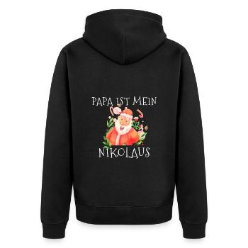 Papa ist mein Nikolaus Weihnachten - Unisex Premium Bio Zip Hoodie - Schwarz - Hinten - Nico (187cm)