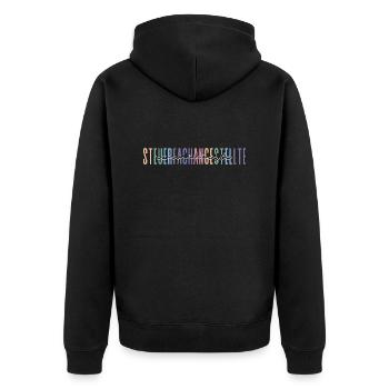 examinierte Steuerfachangestellte - buntes Design - Unisex Premium Bio Zip Hoodie - Schwarz - Hinten - Nico (187cm)