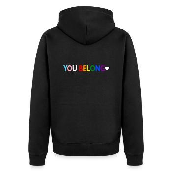 You Belong Gay Pride LGBT Support Transgender - Unisex Premium Organic Zip Hoodie - black - Back - Nico (187cm)