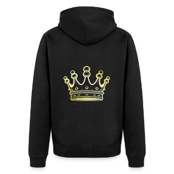 Krone Symbol Gold - Unisex Premium Bio Zip Hoodie - Schwarz - Hinten - Nico (187cm)