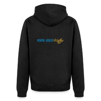mental health matters Zitat - Unisex Premium Bio Zip Hoodie - Schwarz - Hinten - Nico (187cm)