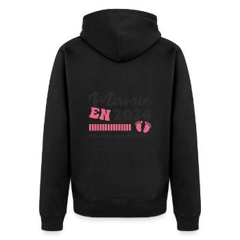 Mamie en 2024 | Cadeau future mamie 2024 Cadeau - Veste à capuche bio Premium Unisexe - noir - Dos - Nico (187cm)