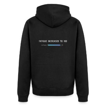 Fatigue Increased To 100 - Unisex Premium Organic Zip Hoodie - black - Back - Nico (187cm)