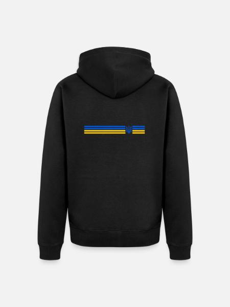UKRAINE Sportlich - Unisex Premium Bio Zip Hoodie - Schwarz