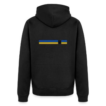 UKRAINE Sportlich - Unisex Premium Bio Zip Hoodie - Schwarz - Hinten - Nico (187cm)