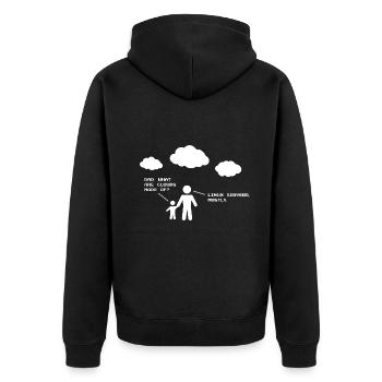 What are Clouds made of? - Linux servers - Unisex Premium Bio Zip Hoodie - Schwarz - Hinten - Nico (187cm)