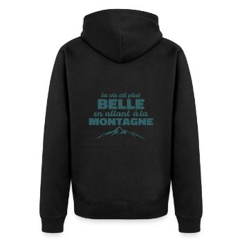 La Vie Est Plus Belle En Allant à La Montagne - Veste à capuche bio Premium Unisexe - noir - Dos - Nico (187cm)