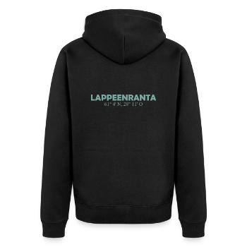 Lappeenranta - Finland - Coordinates - Longitude - Unisex Premium Organic Zip Hoodie - black - Back - Nico (187cm)