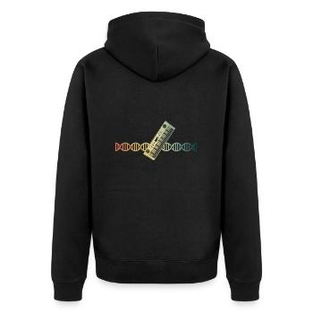 Keyboard Piano Synthesizer DNA Klangvolle Genetik - Unisex Premium Bio Zip Hoodie - Schwarz - Hinten - Nico (187cm)