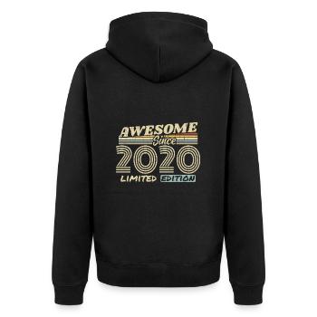 Vintage 2020 Rétro - Cadeau D’anniversaire 2020 - Veste à capuche bio Premium Unisexe - noir - Dos - Nico (187cm)