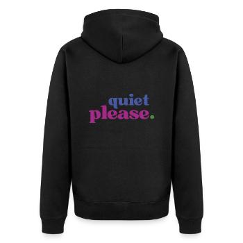 Etwas Ruhe Bitte - für alle Stilleliebenden - Unisex Premium Bio Zip Hoodie - Schwarz - Hinten - Nico (187cm)