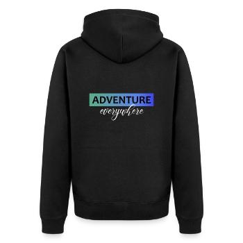 Adventure everywhere - Unisex Premium Bio Zip Hoodie - Schwarz - Hinten - Nico (187cm)