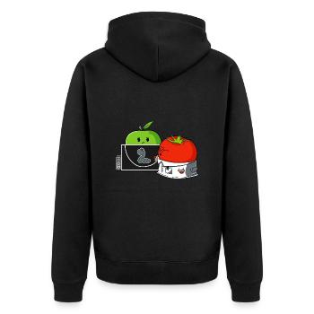 Tomaten heilen apfel - Unisex Premium Bio Zip Hoodie - Schwarz - Hinten - Nico (187cm)