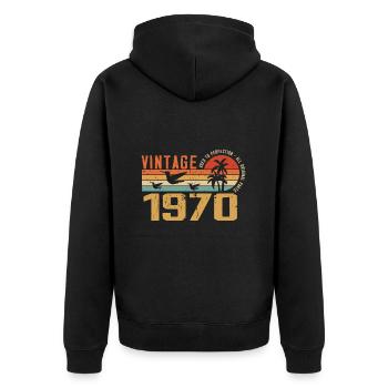 Vintage 1970 Cadeau Anniversaire - Millésime 1970 - Veste à capuche bio Premium Unisexe - noir - Dos - Nico (187cm)