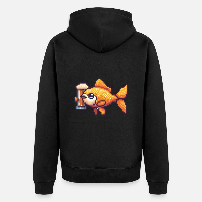 Bière Goldfish Pixel - Veste à capuche bio Premium Unisexe - noir
