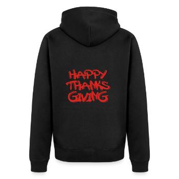 Happy Thanks Giving - Unisex Premium Organic Zip Hoodie - black - Back - Nico (187cm)