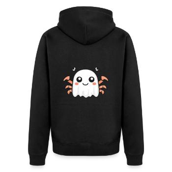 Krebs Krabbe Halloween Comic Geist - Unisex Premium Bio Zip Hoodie - Schwarz - Hinten - Nico (187cm)