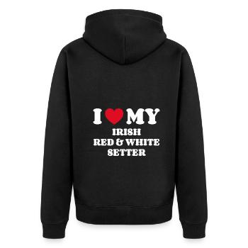 I Love My Irish Red and White Setter - Unisex Premium Organic Zip Hoodie - black - Back - Nico (187cm)