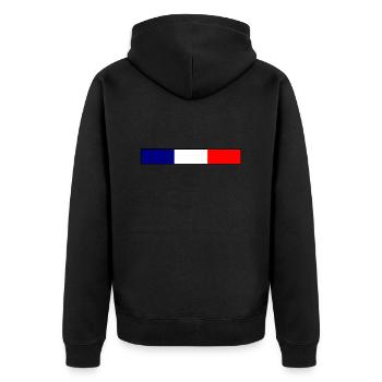 Frankreich - Unisex Premium Bio Zip Hoodie - Schwarz - Hinten - Nico (187cm)