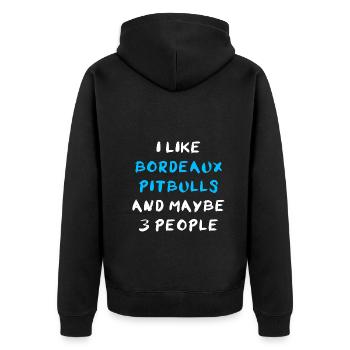 Bordeaux Pitbull - Unisex Premium Bio Zip Hoodie - Schwarz - Hinten - Nico (187cm)