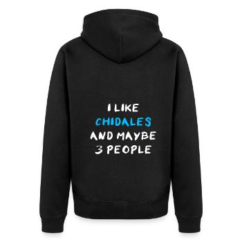 Chidale - Unisex Premium Organic Zip Hoodie - black - Back - Nico (187cm)