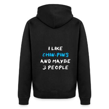 Chin-Pin - Unisex Premium Bio Zip Hoodie - Schwarz - Hinten - Nico (187cm)