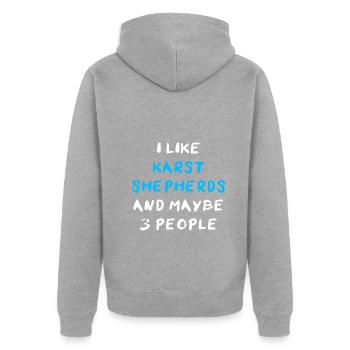 Karst Shepherd - Unisex Premium Organic Zip Hoodie - heather grey - Back - Nico (187cm)