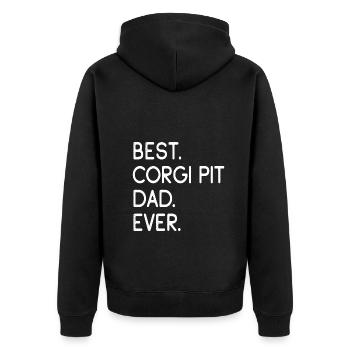 Corgi Pit Dad - Unisex Premium Bio Zip Hoodie - Schwarz - Hinten - Nico (187cm)
