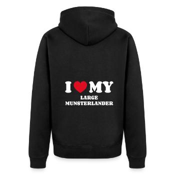 I Love My Large Munsterlander - Unisex Premium Bio Zip Hoodie - Schwarz - Hinten - Nico (187cm)