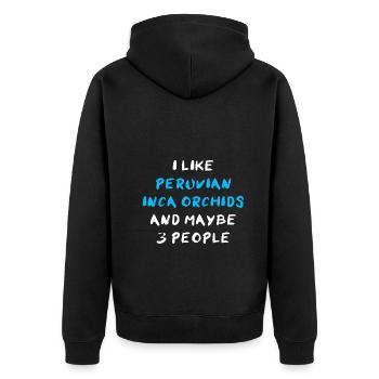 Peruvian Inca Orchid - Unisex Premium Bio Zip Hoodie - Schwarz - Hinten - Nico (187cm)