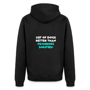 Pembroke Shelties - Unisex Premium Organic Zip Hoodie - black - Back - Nico (187cm)