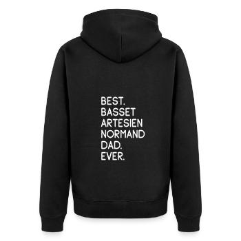Basset Artésien Normand Dad - Unisex Premium Organic Zip Hoodie - black - Back - Nico (187cm)