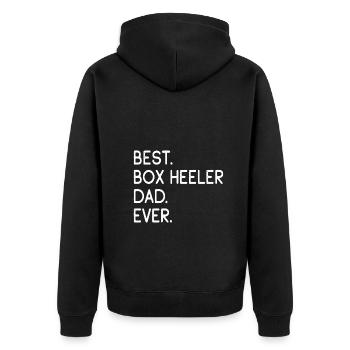 Box Heeler Dad - Unisex Premium Bio Zip Hoodie - Schwarz - Hinten - Nico (187cm)