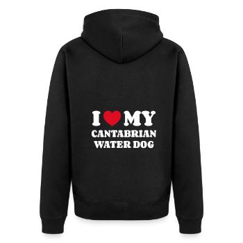 J’aime mon chien d’eau cantabrique - Veste à capuche bio Premium Unisexe - noir - Dos - Nico (187cm)
