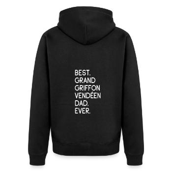 Grand Griffon Vendéen Dad - Unisex Premium Bio Zip Hoodie - Schwarz - Hinten - Nico (187cm)