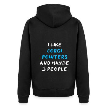 Corgi Pointer - Unisex Premium Bio Zip Hoodie - Schwarz - Hinten - Nico (187cm)