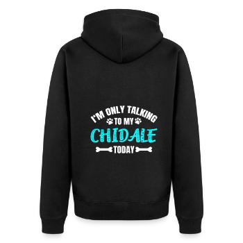 Chidale - Unisex Premium Organic Zip Hoodie - black - Back - Nico (187cm)