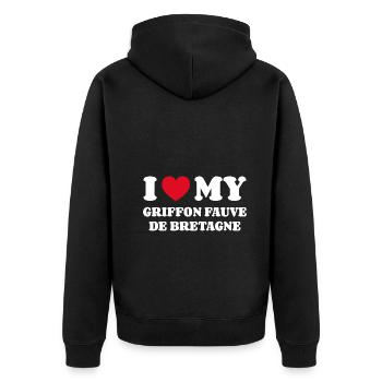 J’adore mon Griffon Fauve de Bretagne - Veste à capuche bio Premium Unisexe - noir - Dos - Nico (187cm)