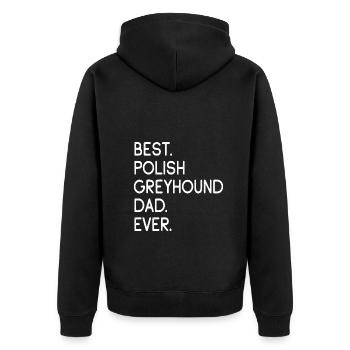 Polish Greyhound Dad - Unisex Premium Bio Zip Hoodie - Schwarz - Hinten - Nico (187cm)